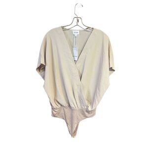 Heyson Womans Wrap Bodysuit Beige Sz L NWT